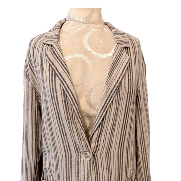 Sanctuary Striped Button Blazer Linen Blend Lagenlook Large  (Anthrologie Brand) - Picture 4 of 8